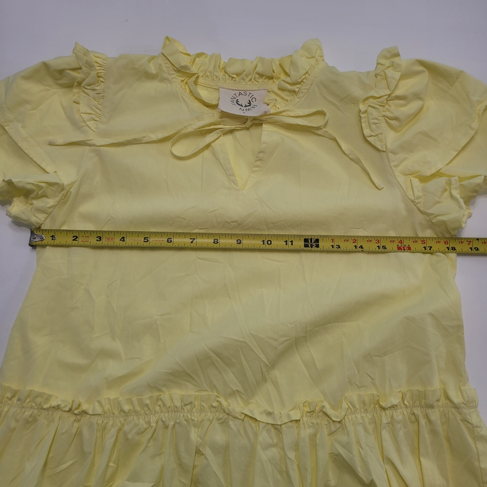Fantastic Fawn Light Yellow Ruffle Mini Dress Size S - Picture 8 of 10